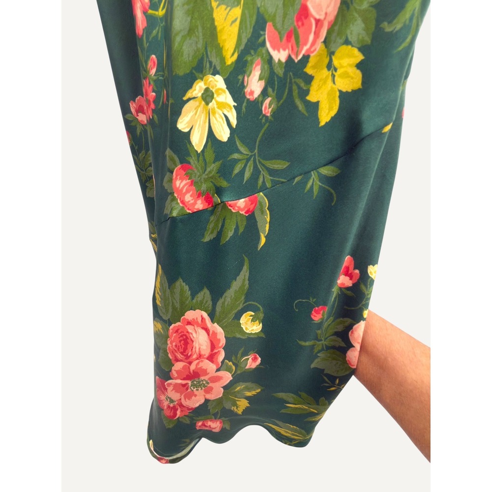 Reformation 100% Silk Floral Slip Dress Green Rose S Elegant Luxury Feminine - Picture 7 of 12